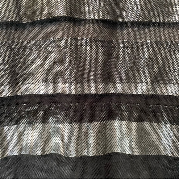 Fabulous Ports 1961 Layered Ruffle Black Mesh Silver Long Jacket Light Coat Rare - Picture 2 of 10